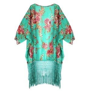 Jade Floral Kimono Cover-Up